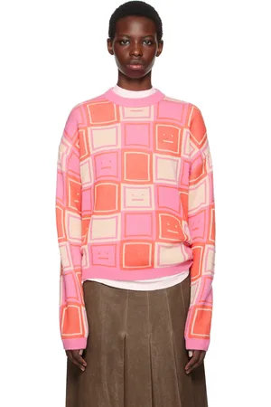 Acne Studios Pull rose et blanc cassé à motif