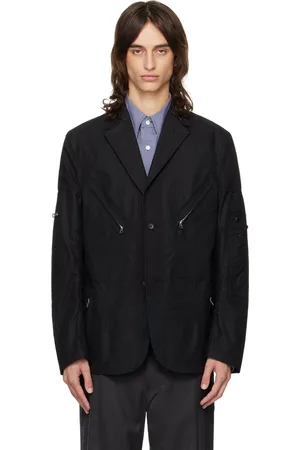 JUNYA WATANABE Veston noir en toile oxford à panneaux - MAN