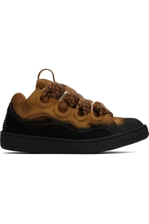Lanvin Baskets Curb brun clair et noir exclusives à SSENSE