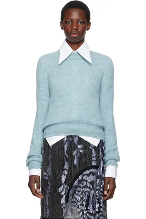 DRIES VAN NOTEN Pull bleu en alpaga