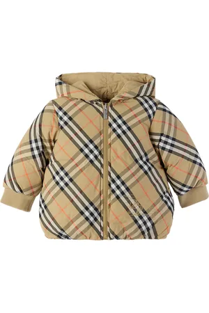 Burberry Bébé | Blouson réversible beige rembourré en duvet à carreaux