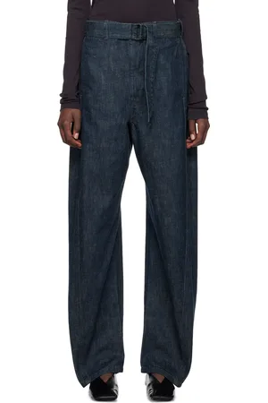 LEMAIRE Jean bleu à ceinture et à coutures extérieures torsadées
