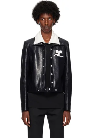 Courrèges Blouson bleu marine en vinyle - Reedition