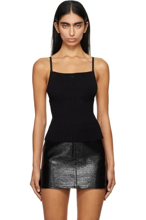 Courrèges Camisole noire en tricot côtelé