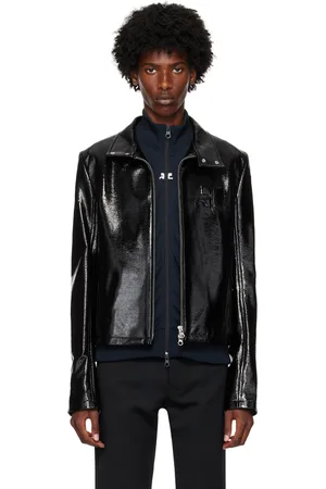 Courrèges Blouson motard noir en vinyle à glissière bidirectionnelle