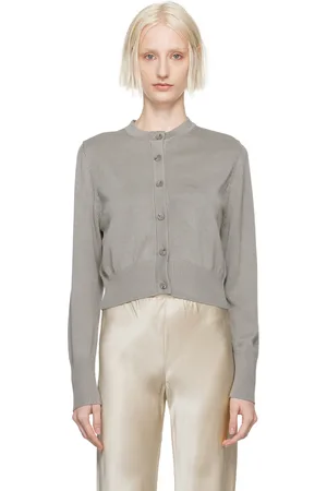 Silk Laundry Cardigan écourté gris