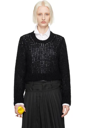 Comme des Garçons Pull noir en tricot à mailles ouvertes