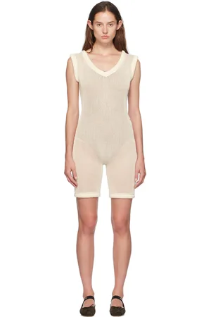 Isa Boulder Combinaison blanc cassé en tricot à mailles ouvertes