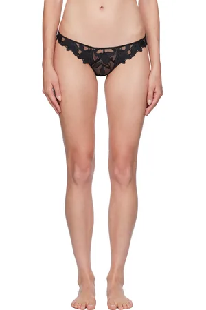 FLEUR DU MAL Tanga noir à appliqués floraux