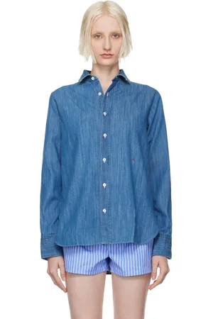 HOMMEGIRLS Chemise bleue en coton à effet délavé