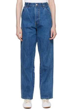 HOMMEGIRLS Jean bleu en denim à écusson à logo