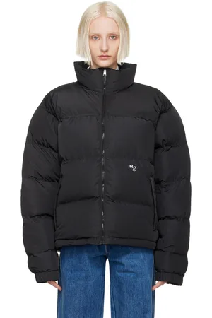 HOMMEGIRLS Blouson noir rembourré en duvet à logo brodé