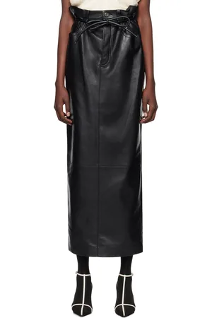 Nanushka Jupe longue noire en cuir reconstitué