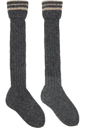 Maison Margiela Chaussettes gris et beige en laine Shetland