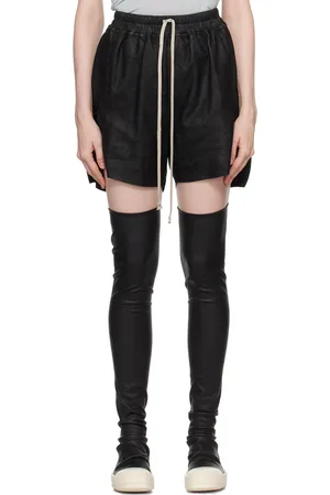 Rick Owens Short noir en cuir cloqué - Porterville