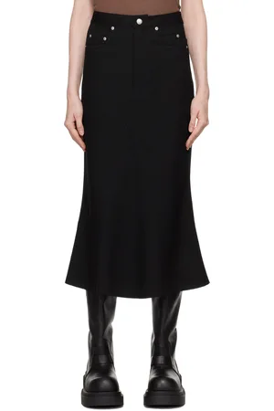 Rick Owens Jupe midi noire à godets - Porterville