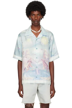 Givenchy Chemise de bowling bleue à image