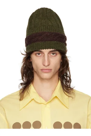 Edward Cuming Bonnet Aaron vert et bourgogne en tricot