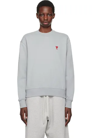 Ami Pull molletonné bleu à logo Ami de cœur