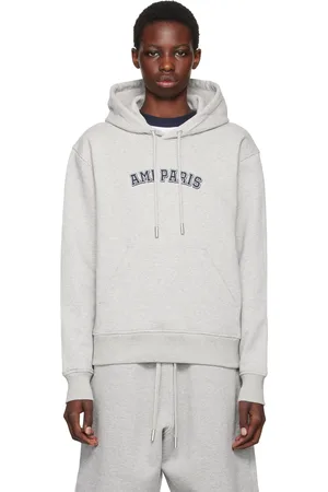 Ami Pull à capuche gris à logos