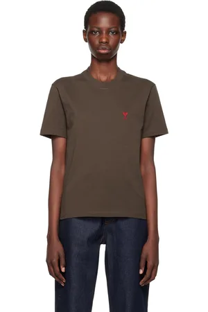 Ami T-shirt brun à logo Ami de cœur
