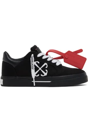 OFF-WHITE Baskets basses noires en canevas à semelle en caoutchouc vulcanisé