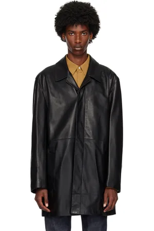 Calvin Klein Blouson long noir en cuir