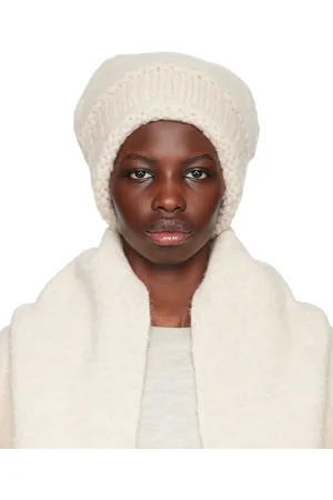 Lauren Manoogian Bonnet blanc cassé fait à la main en tricot à mailles retournées