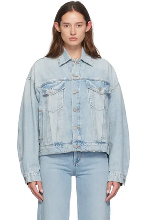 AGOLDE Blouson Dalton bleu en denim à emmanchures basses