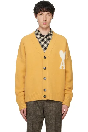 Ami Cardigan jaune à logo Ami de cœur