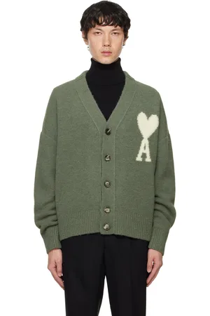 Ami Cardigan vert à logo Ami de cœur