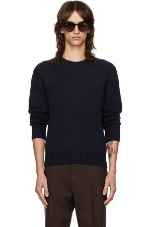 Ami Pull bleu marine en cachemire à logo Ami de cœur