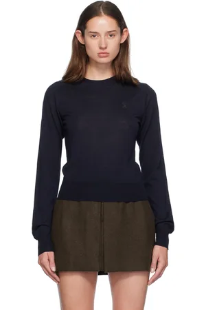 Ami Pull bleu marine à logo Ami de cœur