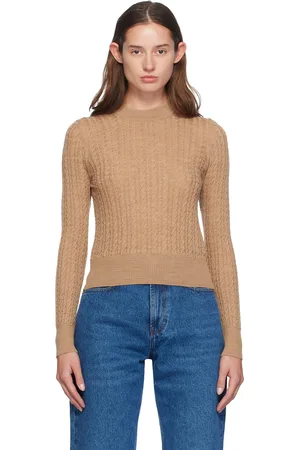 Ami Pull beige en tricot câblé