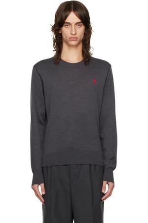 Ami Pull gris à logo Ami de cœur rouge