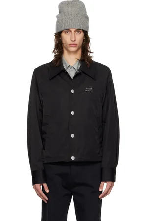 Ami Blouson noir à boutons et à logo