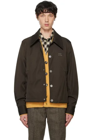 Ami Blouson brun à boutons et à logo