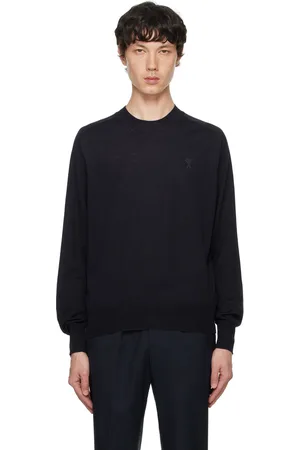 Ami Pull bleu marine à logo Ami de cœur