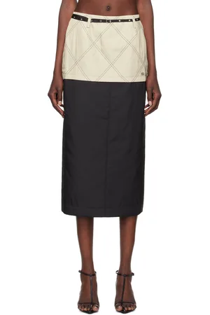 Kijun Jupe midi matelassée beige et noir