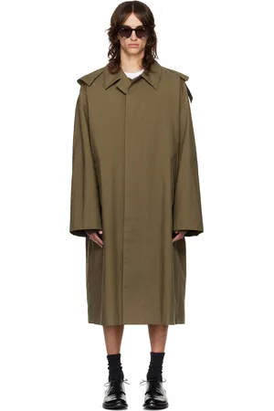 RIER Manteau brun en popeline contrecollée de coton