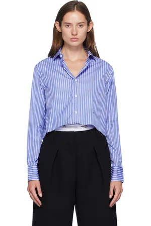 HOMMEGIRLS Chemise écourtée bleu et blanc
