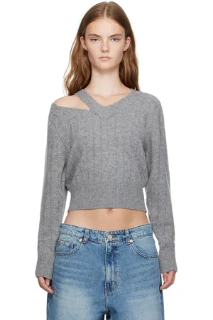 Recto Pull gris en tricot côtelé