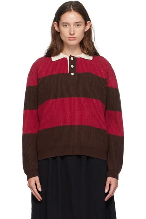 DUNST Polo épais rouge et brun