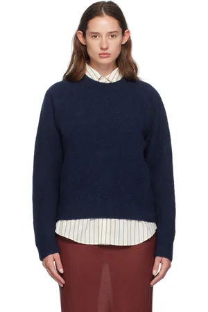DUNST Pull bleu marine en tricot brossé