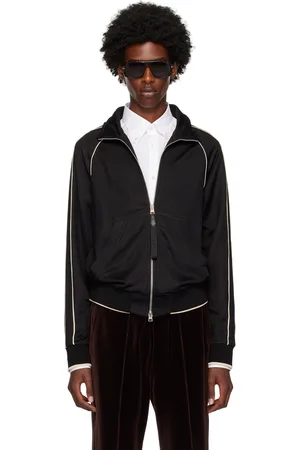 Tom Ford Pull molletonné noir à passepoils et à glissière