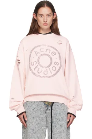 Acne Studios Pull molletonné rose à effet usé et à logo imprimé