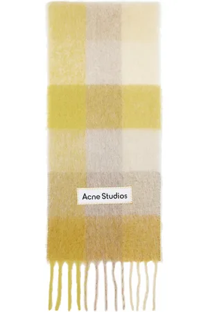 Acne Studios Écharpe jaune en mohair à carreaux