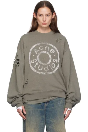 Acne Studios Pull molletonné gris à effet usé et à logo imprimé