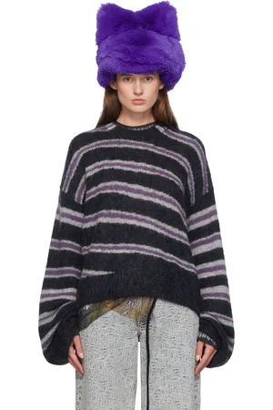 Acne Studios Pull gris et mauve à rayures