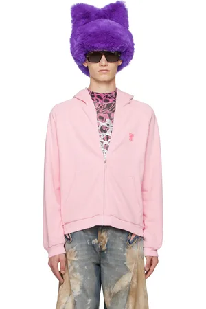 Acne Studios Pull à capuche rose à logo imprimé
